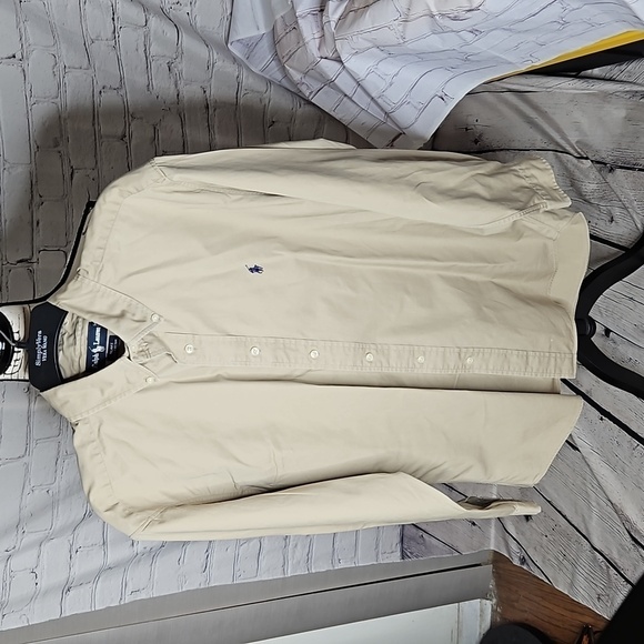 Ralph Lauren Men's Blake Long Sleeve Cotton Button Down Tan Size Large - Picture 1 of 5